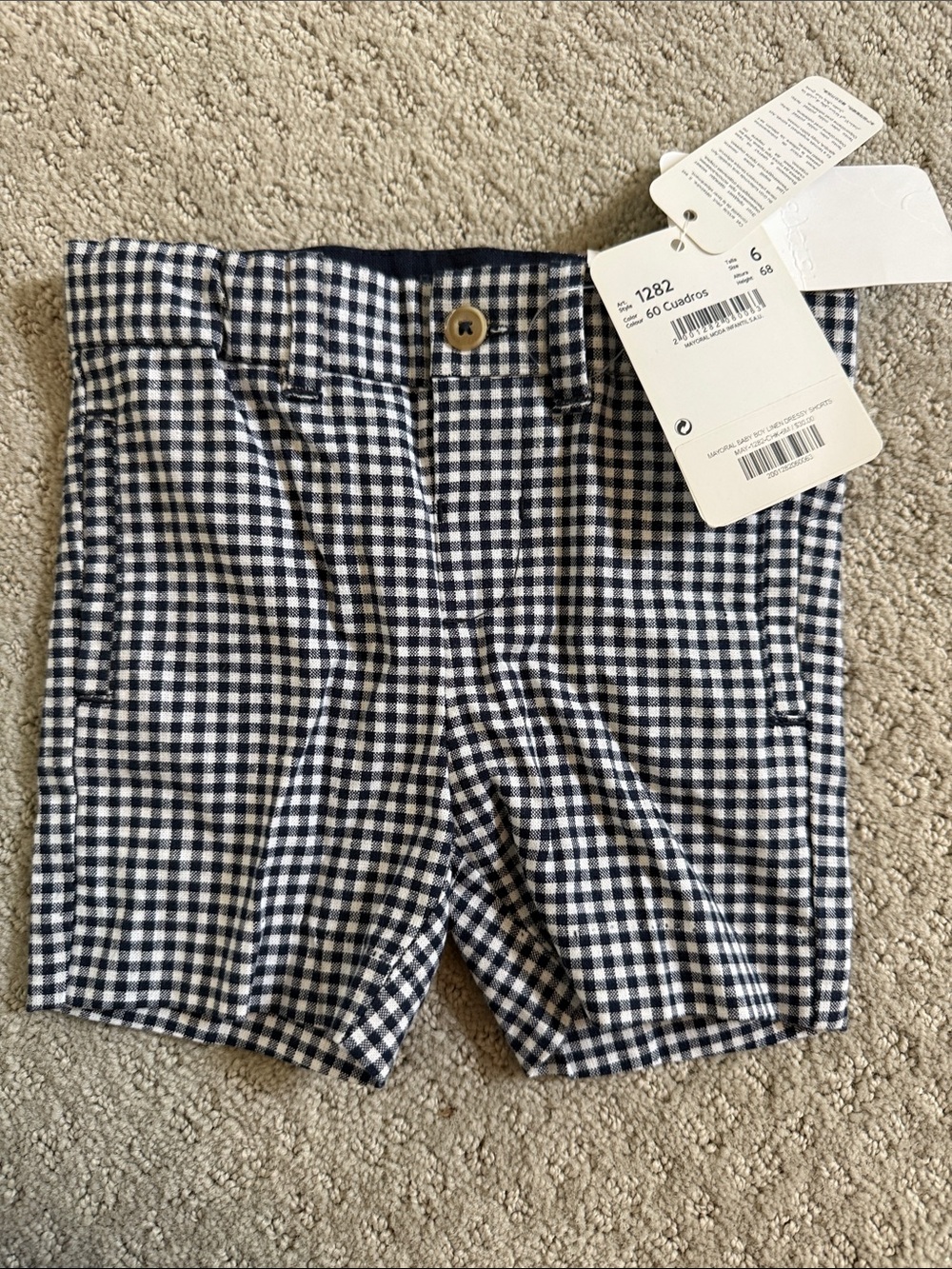 Mayoral Navy and White Gingham Boys Shorts